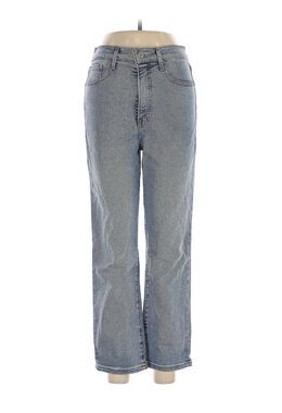 Express Women's  Blue Straight Jeans Super High Rise Light Wash